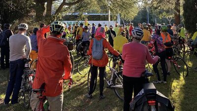 Group of cyclists at a briefing