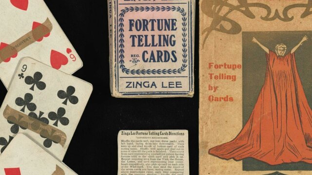 Zinga Lee (1861?–1945), Fortune Telling by Cards, Melbourne: Exchange Press, c. 1902 Playing cards pictured alongside their packaging
