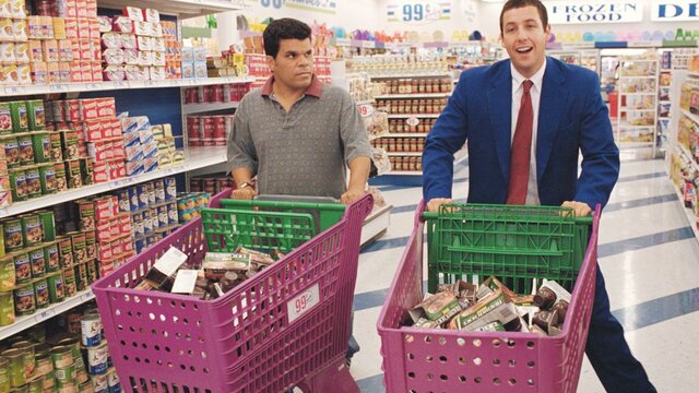 Punch-Drunk Love (2002) Two men in supermarket with pink shopping trolleys