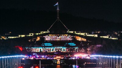 Parliament House lit up