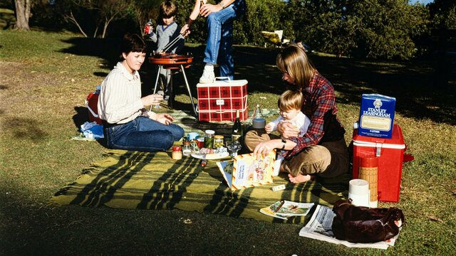 A family having a picnic on a sunny day