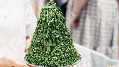 Cup & Cake Christmas Tree Shaped Cake