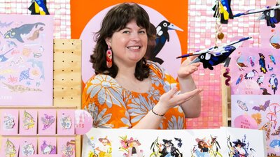 Larissa Cook at her colourful stall