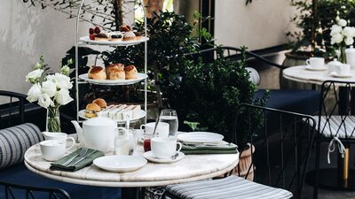 High tea stand and table