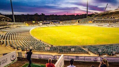 Golfers at GIO Stadium Canberra