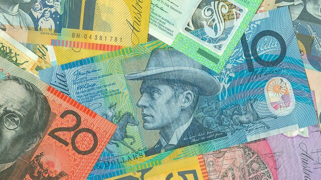 illustration of layered australian banknotes