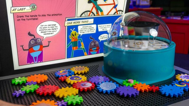 Questacon Presents: ZAP! CLANK! POW! Gears exhibit in Questacon Presents: ZAP! CLANK! POW!