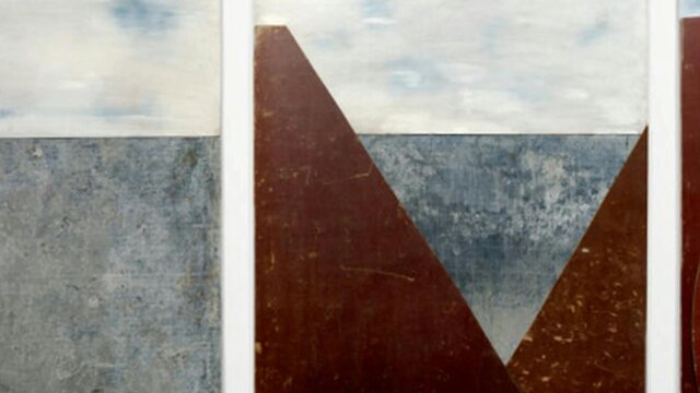 Rosalie Gascoigne, Suddenly the Lake 1995, National Gallery of Australia, Kamberri/Canberra Rosalie Gascoigne landscape made of galvanised iron panels