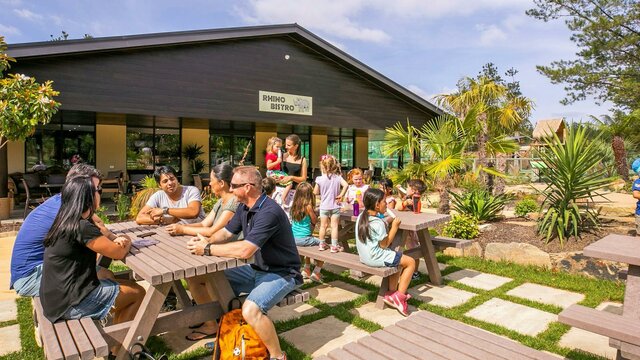 Rhino Bistro - Dining Facilities Guests and families enjoying the dining area at the Rhino Bistro / cafe