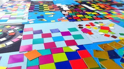 large colourful mosaic tiles artwork