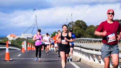 Several runners running towards the camera