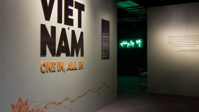 Explore Vietnam - One In, All In Entrance to the galleries with exhibition title on the wall
