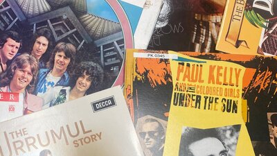 Vinyl Lounge at the NFSA a collage of vinyl album covers