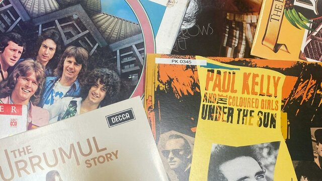 Vinyl Lounge at the NFSA a collage of vinyl album covers