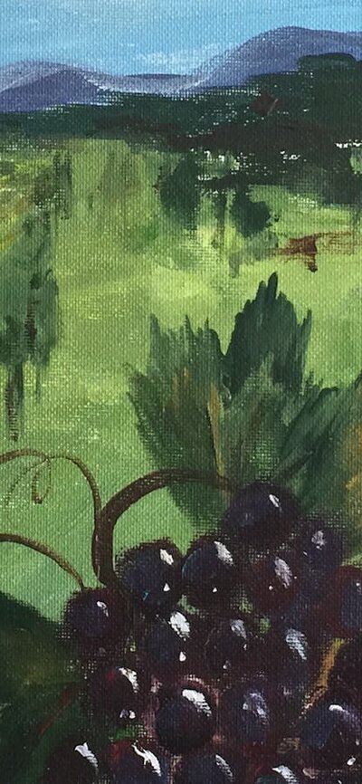A Pinot Vine in Tuscany - Paint & Sip - Viva Italia Canberra Festival painting of A Pinot Vine in Tuscany