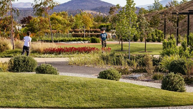 Winter Wildlife Quest Two boys running through landscaped gardens