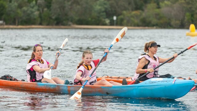 Kayaking is a part of the Women Only Adventure Race Teams at the kayaking stage of the Women Only adventure race