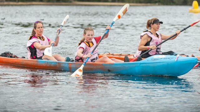 Kayaking is a part of the Women Only Adventure Race Teams at the kayaking stage of the Women Only adventure race