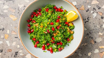 Tabouli salad menu item at Azima Lebanese restaurant Canberra