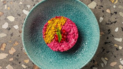 Beetroot dip on the menu at Azima Lebanese restaurant Canberra city