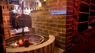 Open fire at Black Fire Restaurant