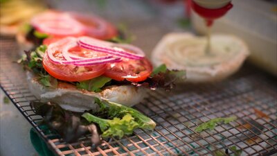 Brodburgers being put together