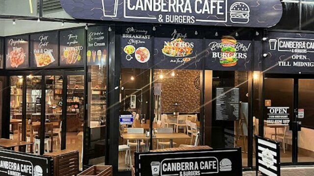 Cafe front showing signage of Canberra Cafe