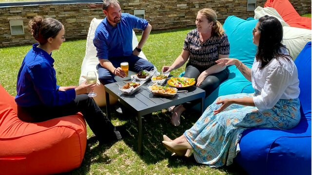 The Yard with bean bags The Yard with bean bags
