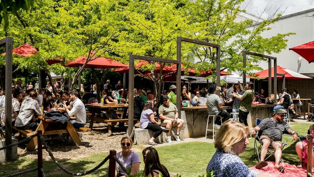 Wide View of Seated Beer Garden Wide View of Seated Beer Garden