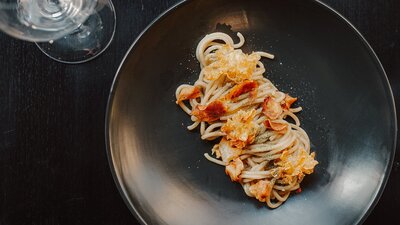 Jerusalem artichoke spaghetti, coral mushroom, saltbush salt