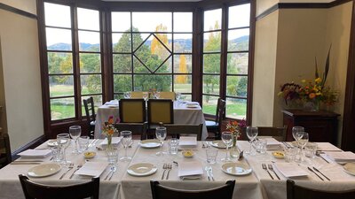 Cuppacumbalong dining room with outlook over gardens