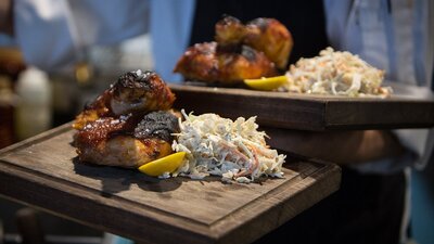 Food served on boards