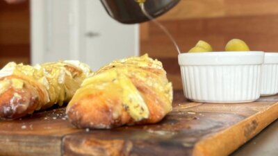 Brie stuffed baguette
