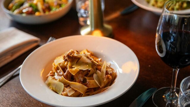 Lamb Ragu Pappardelle – Slow braised Cowra lamb with pappardelle and shaved Grana Padano Lamb Ragu Pappardelle – Slow braised Cowra lamb with pappardelle and shaved Grana Padano