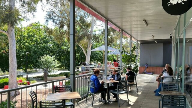 Exterior of a café.