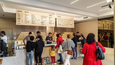 Patrons in an ice cream store