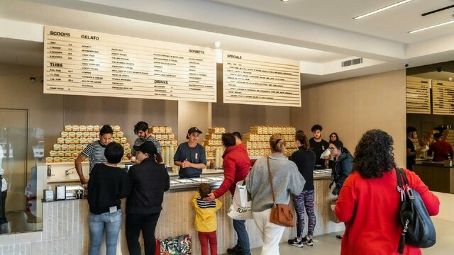 Patrons in an ice cream store