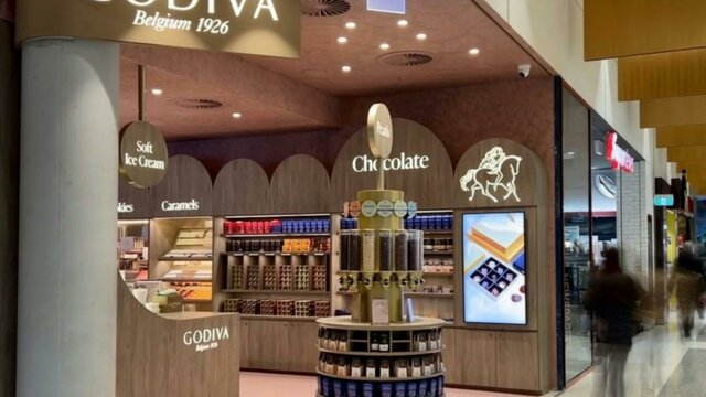 Chocolate store shopfront inside a shopping precinct GODIVA Canberra