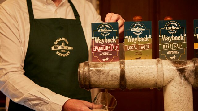 Wayback beer range being poured at Goulburn Brewery