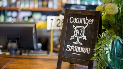 Cocktail sign on the bar