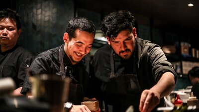 Chefs preparing the menu at Inka Japenese Peruvian restaurant in Canberra