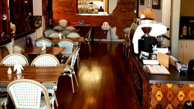 Our dining space Our dining space has 30 seats, a lovely mixture of warm timber and Indonesian decorations