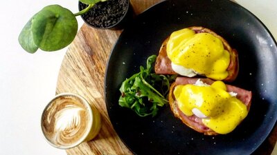 Eggs benedict at Kaffeine