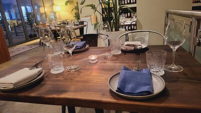 table setting at Kivotos Wine Bar