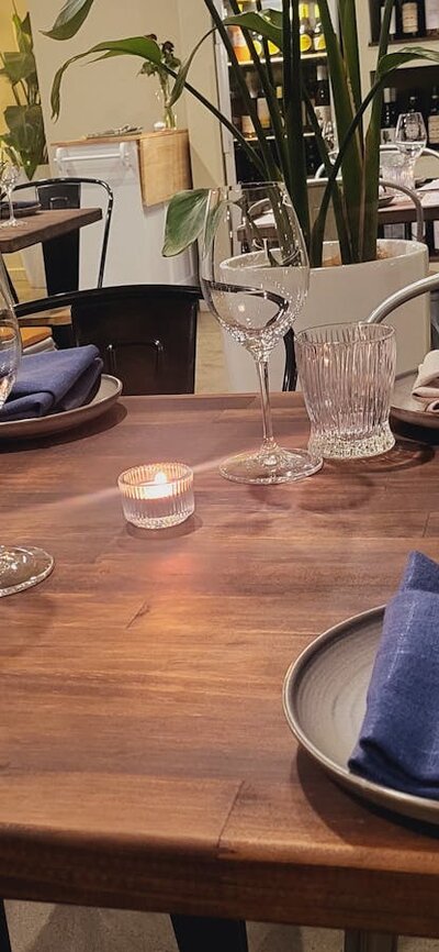 table setting at Kivotos Wine Bar