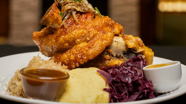 Pork Knuckle delicious, golden, crisp, tasty, succulent pork knuckle