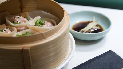 Lazy-Su dumplings in a bamboo steamer