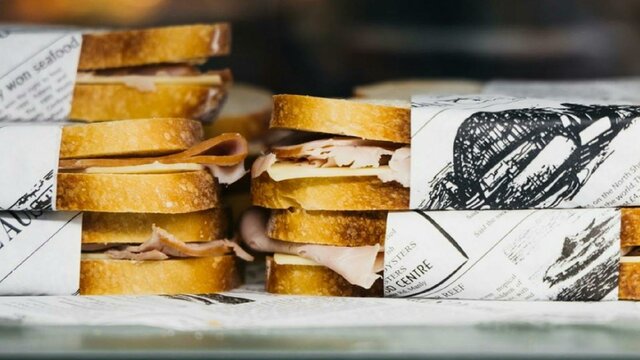 Stack of sandwiches wrapped