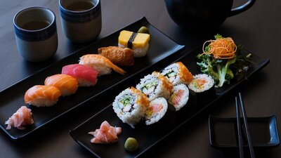 Sushi Roll and Sushi Nigiri Platter