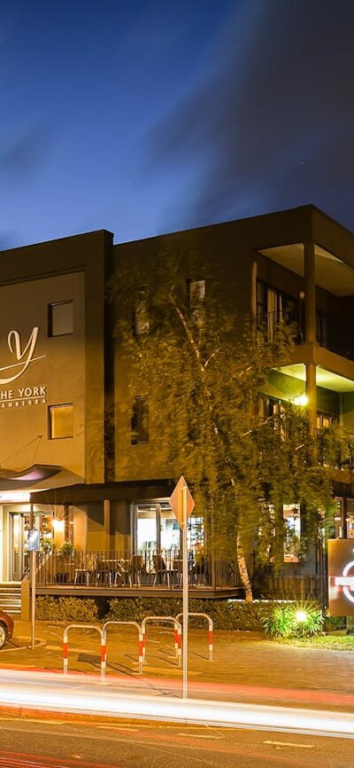 External night shot of the building